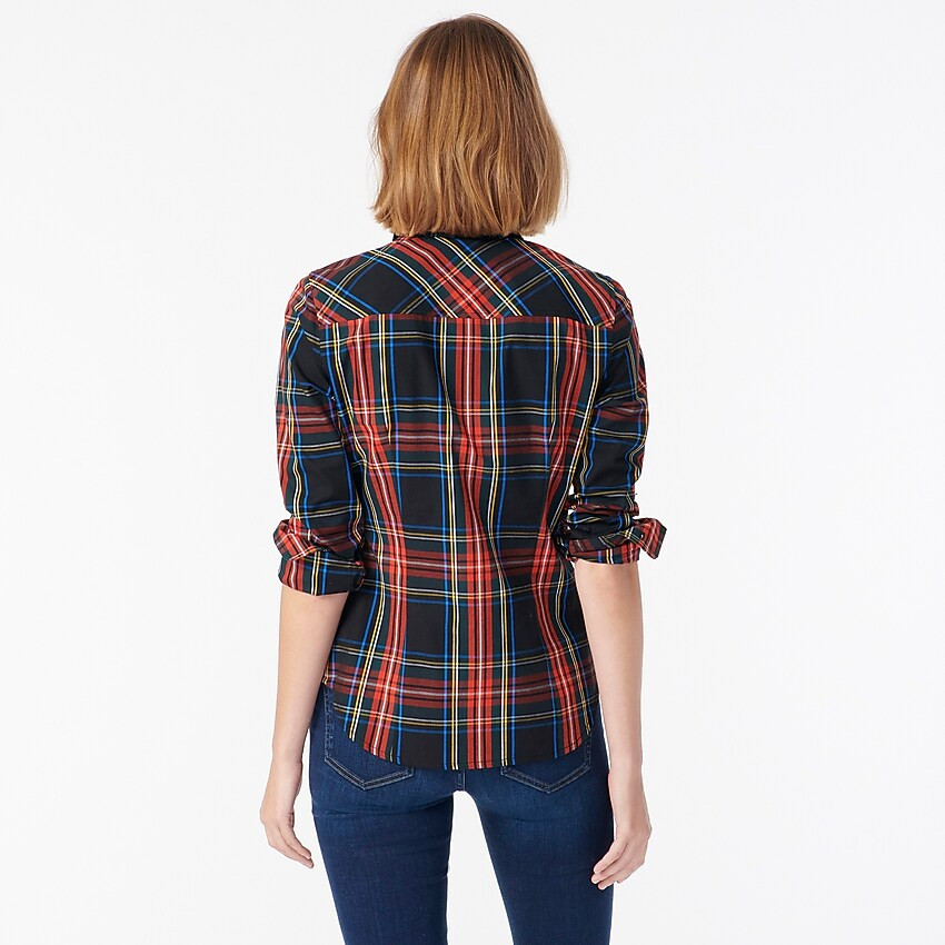 Slim stretch perfect shirt in black Stewart tartan | J. Crew US