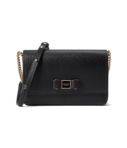 Kate Spade New York Morgan Bow Embellished Saffiano Leather Flap Chain Wallet Black One Size | Amazon (US)