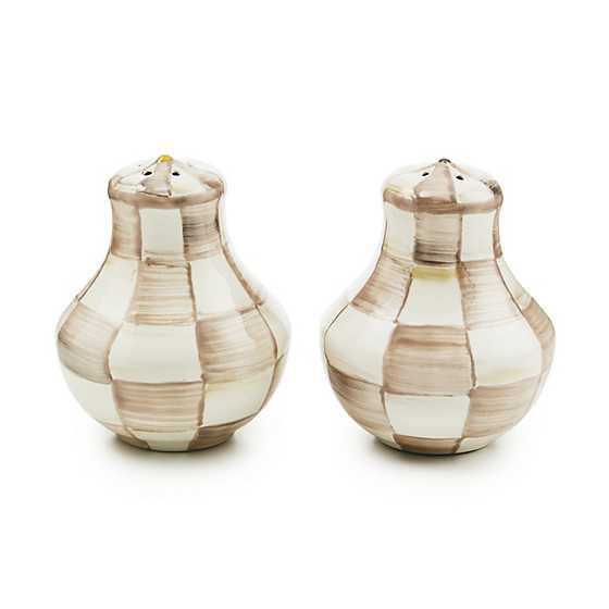 Mocha Check Salt & Pepper Shakers | MacKenzie-Childs