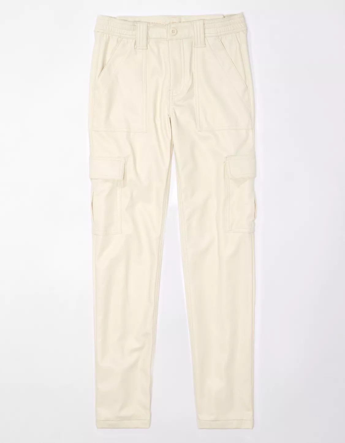 AE Stretch High-Waisted Vegan Leather Straight Cargo Pant | American Eagle Outfitters (US & CA)