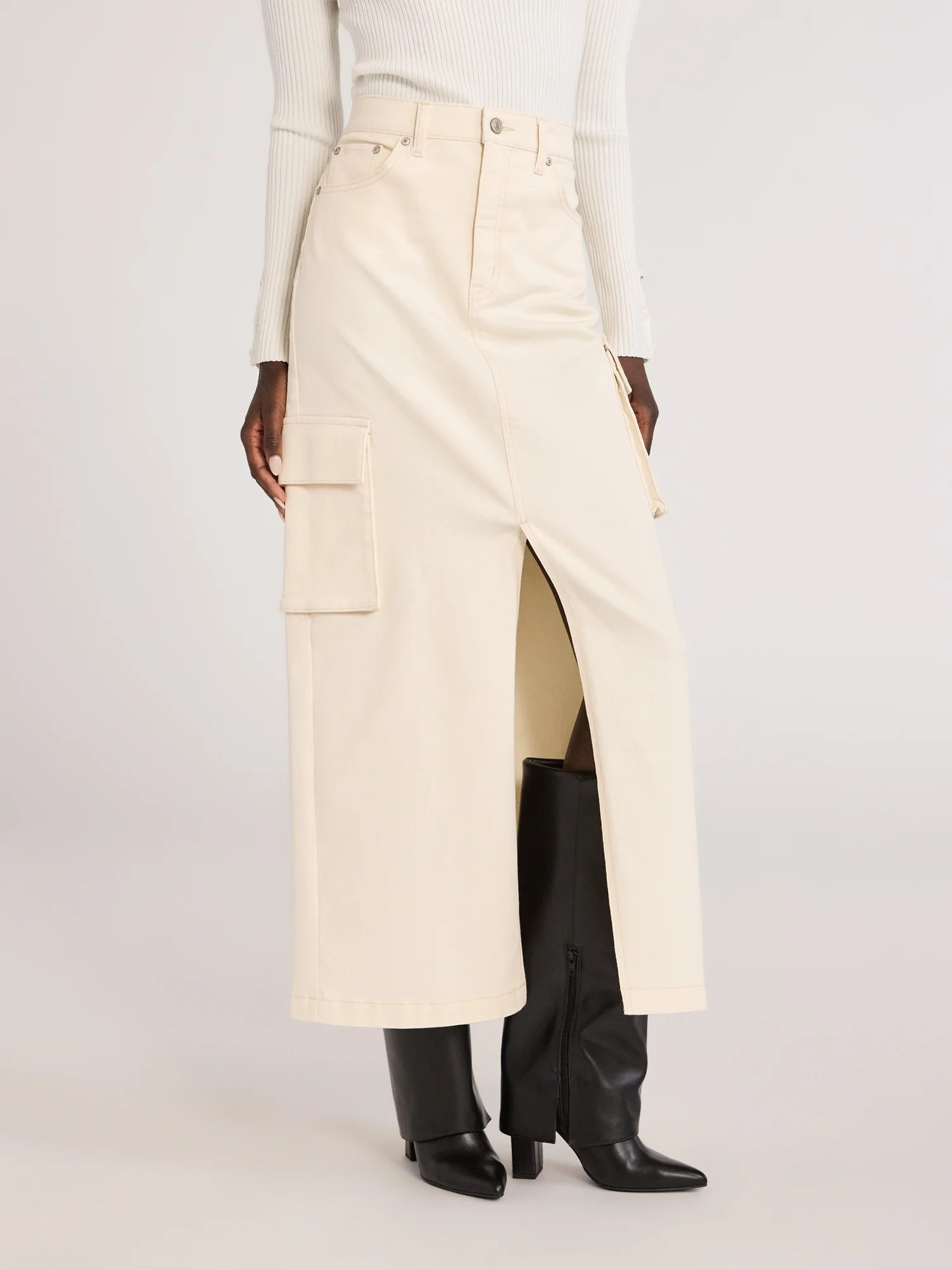 Scoop Women's Denim Cargo Maxi Skirt, Sizes 0-18 | Walmart (US)