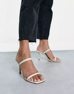 Forever New faux leather strappy siletto mule in stone | ASOS | ASOS (Global)