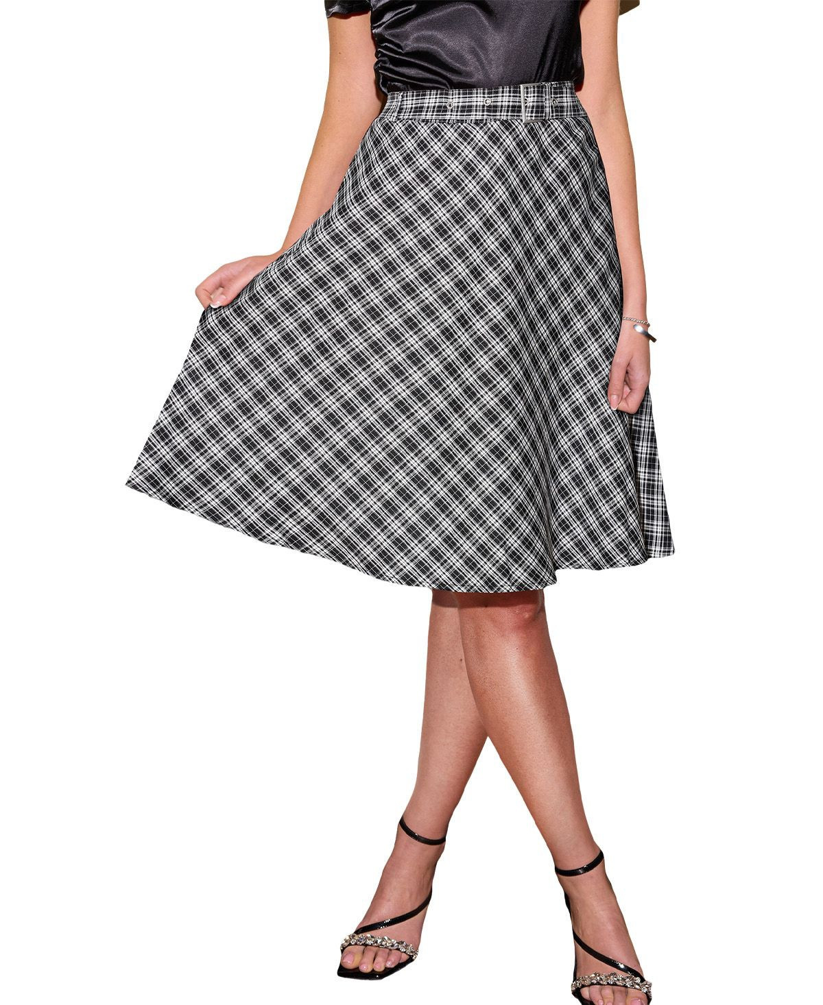 Cupshe Women's Plaid A-Line Midi Skirt - Black | Macy's