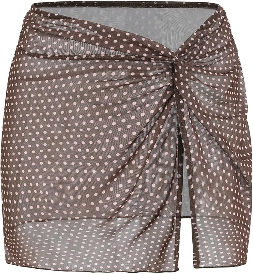 ZAFUL Women's Sarong Coverups Side Twist Slit Bathing Suit Cover Up Casual Beach Floral Mini Skir... | Amazon (US)