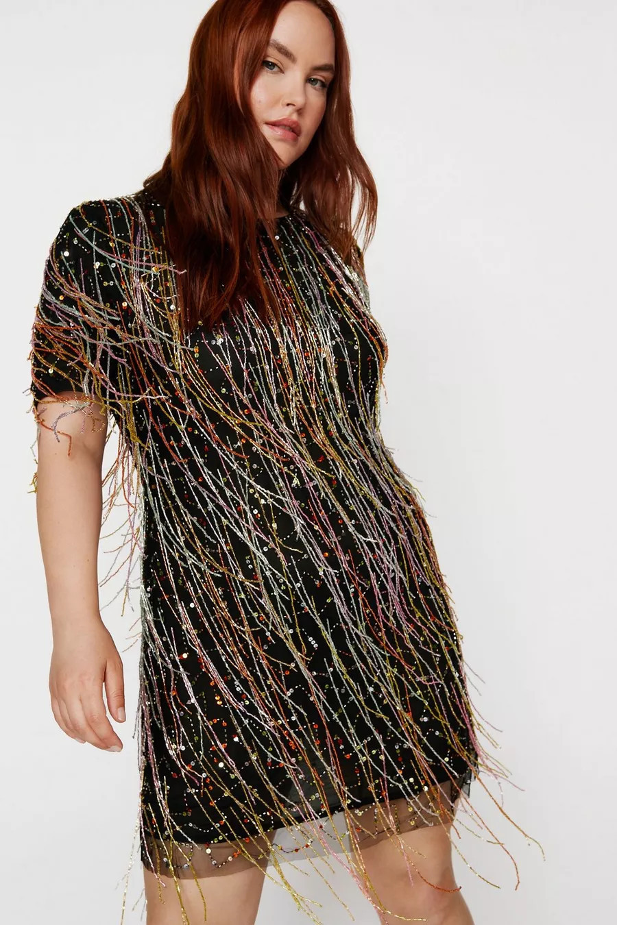 Plus Size Tassel Beaded Mini Shift Dress | Nasty Gal (US)
