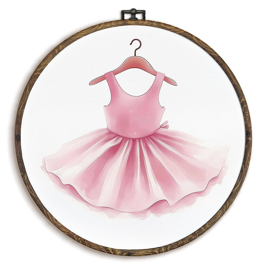 KFXHANGD Pink Ballet Dress Round Wall Art Framed, Coquette Ballerina Canvas Wall Art Decor, Danci... | Amazon (US)