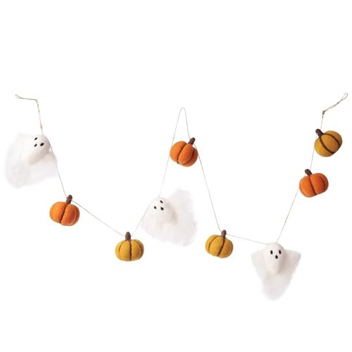 WDS WONDROUS Halloween Felt Garland Fall Decoration – Ghost & Pumpkin Garland for Halloween Decor – Fall Banner Wool Felt for Fireplace, Mantel, Wall, Bedroom – Fall Party Decorations Indoor | Amazon (US)