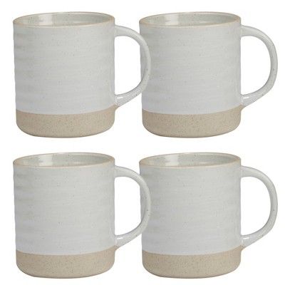 Certified International Artisan Ceramic Mugs 22oz White/Brown - Set of 4 | Target