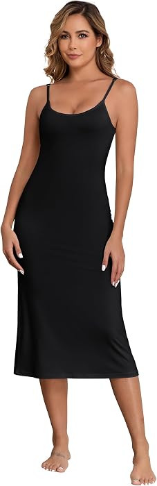 Long Slip Dress for Women Adjustable Spaghetti Straps Full Slip for Women Under Dresses Cami Midi... | Amazon (US)
