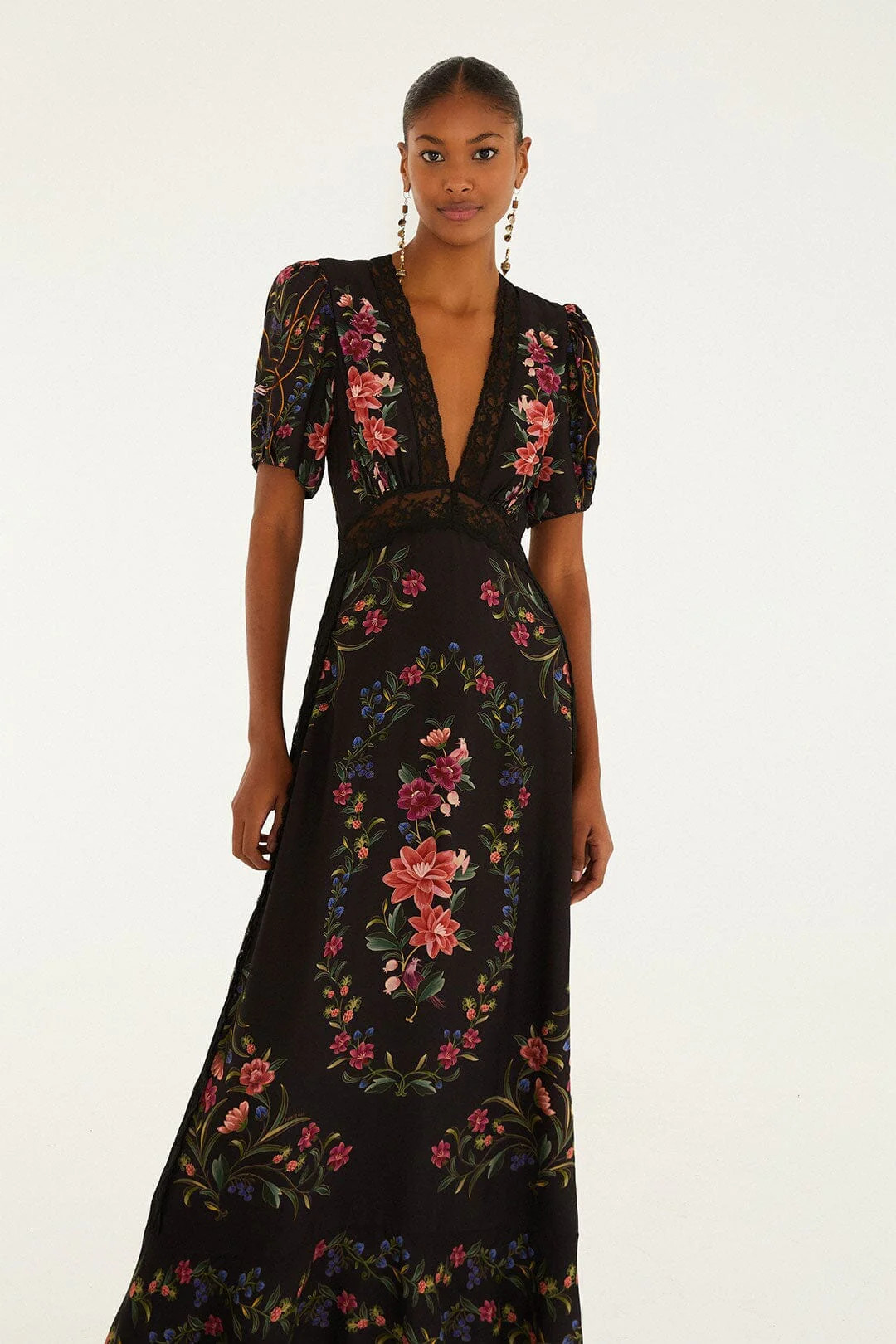 Black Belle Garden Lenzing� Ecovero� Viscose Maxi Dress | FARM Rio | FarmRio (US)
