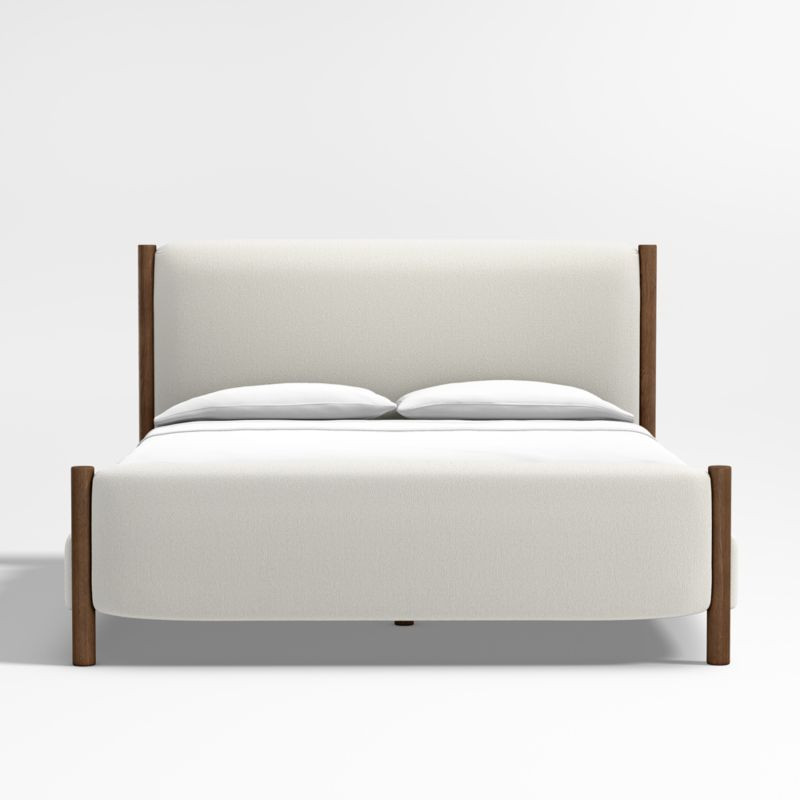 Goleta Bouclé Upholstered Solid Oak King Bed + Reviews | Crate & Barrel | Crate & Barrel