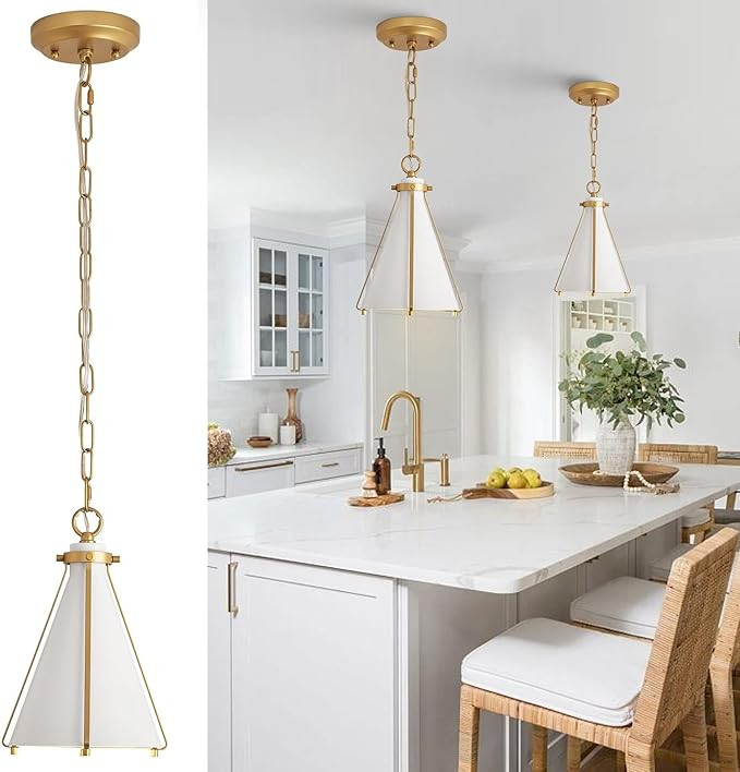 2 Pack Modern Pendant Light, Modern White Kitchen Island Pendant Lighting Chain Adjustable Ceilin... | Amazon (US)