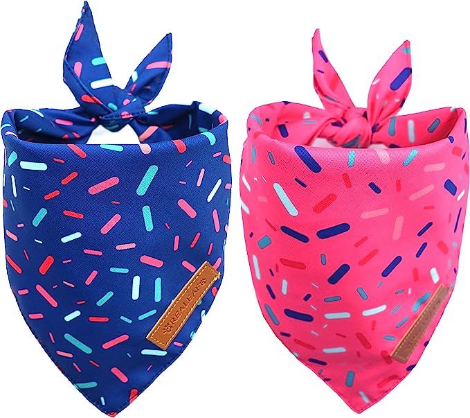 Amazon.com: Realeaf Dog Birthday Bandanas 2 Pack, Dog Birthday Party Supplies, Blue and Pink Band... | Amazon (US)