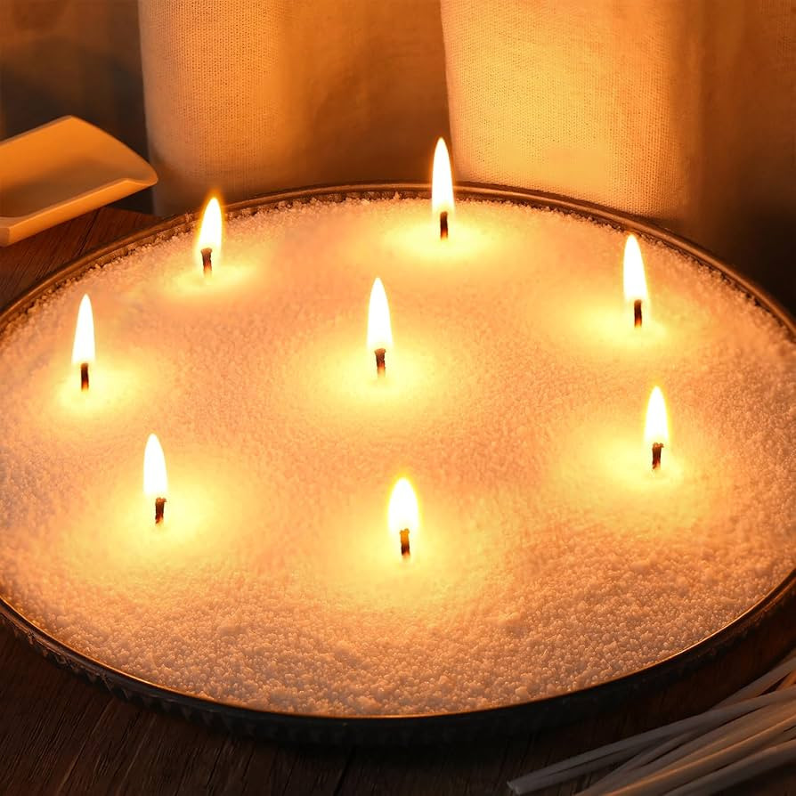LAMORGIFT 2LB Candle Sand- White Candle Beads, Sand Wax, Pearled Candles with Wicks (10 Pcs) & Wo... | Amazon (US)