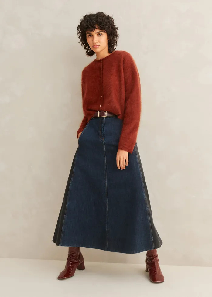 A-Line Two-Tone Denim Skirt | ME+EM Global (Excluding US)