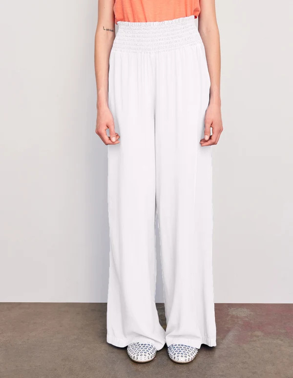Women's Smock Waist Wide Leg Pant in White | Sundry Clothing