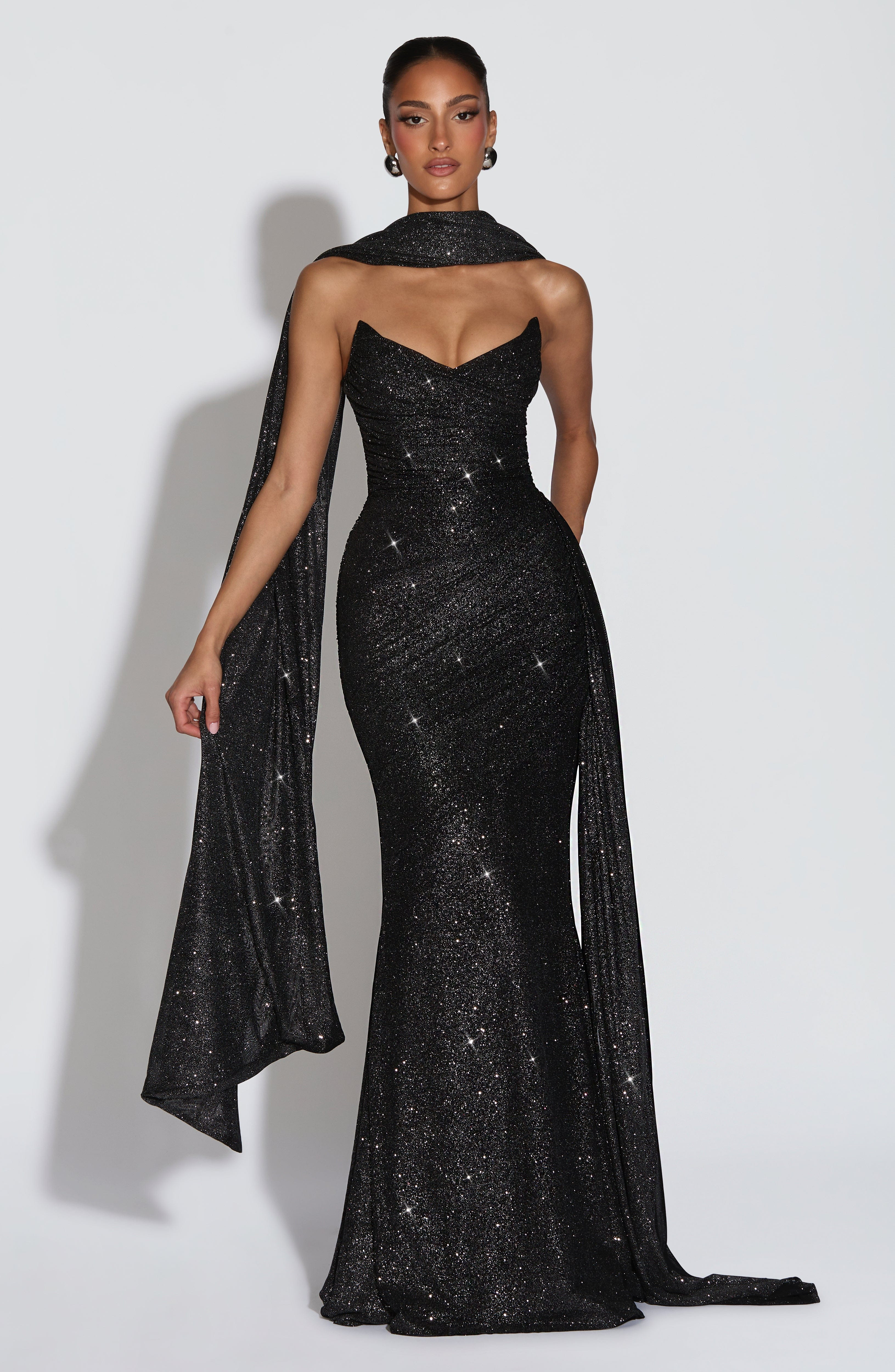 Ashika Maxi Dress - Black Sparkle | Babyboo (global)
