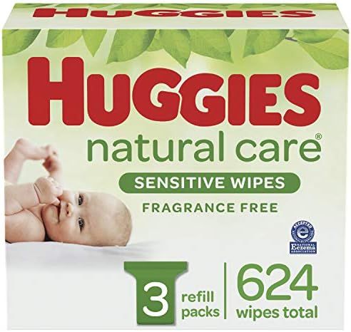 Baby Wipes, Huggies Natural Care Sensitive Baby Diaper Wipes, Unscented, Hypoallergenic, 3 Refill... | Amazon (US)