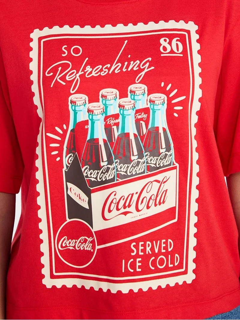 Coca-Cola Women's Boxy Graphic Skimmer Tee, Sizes XXS-XXL | Walmart (US)