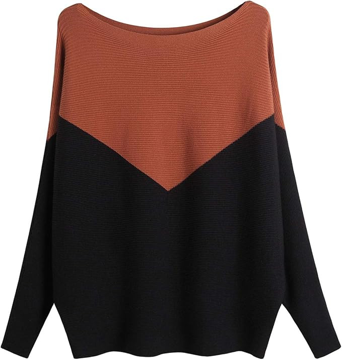 GABERLY Boat Neck Batwing Sleeves Dolman Knitted Sweaters and Pullovers Tops for Women | Amazon (US)