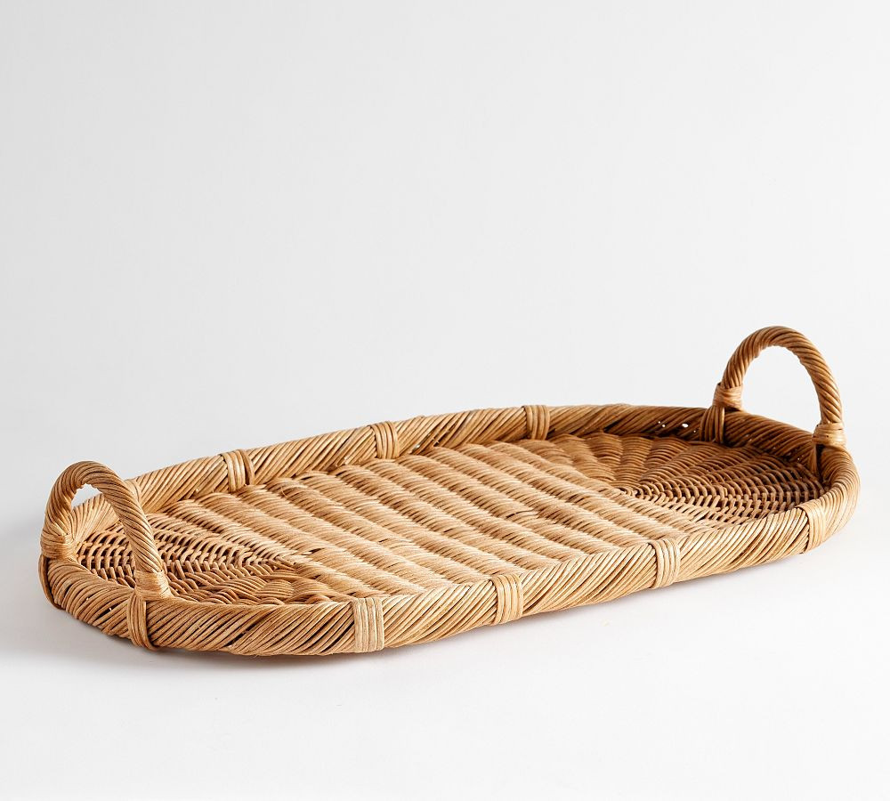 Handwoven Wicker Oval Serving Tray | Pottery Barn (US)