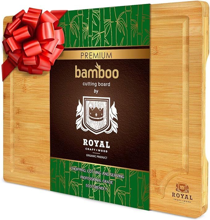 EXTRA LARGE Organic Bamboo Cutting Board with Juice Groove - Kitchen Chopping Board for Meat (But... | Amazon (US)