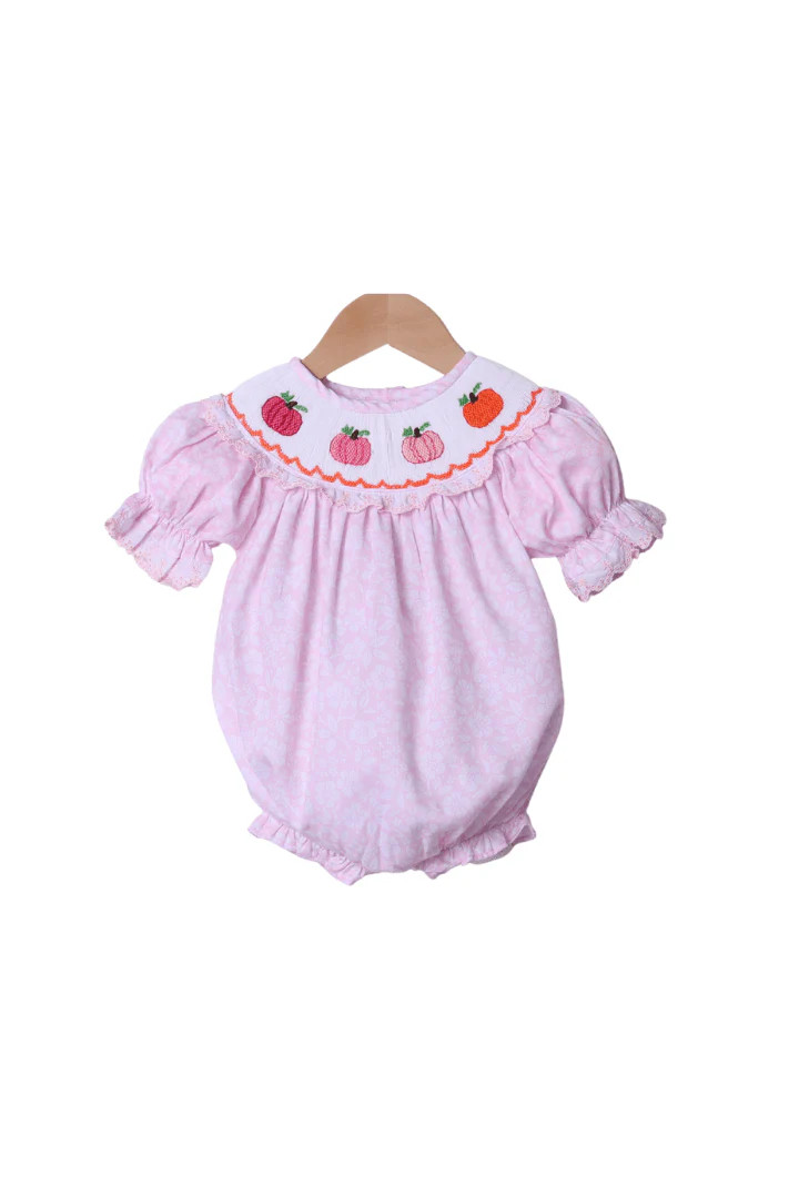 Smocked Pink Floral Pumpkin Bubble | The Smocked Flamingo