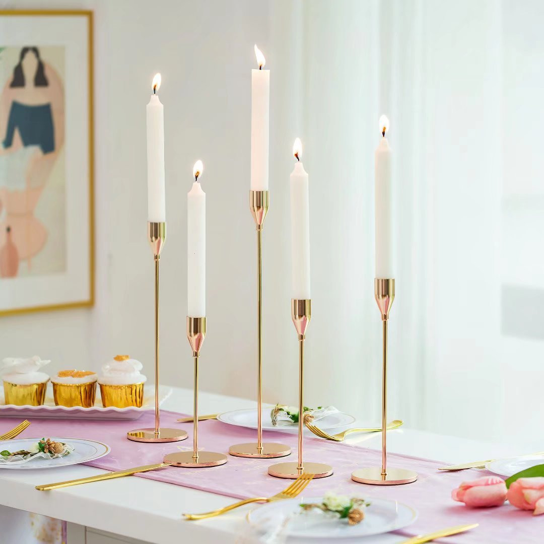 Nuptio Gold Candlestick Holders for Taper Candle Set of 5 Tall Metal Candle Holder Bundle | Walmart (US)