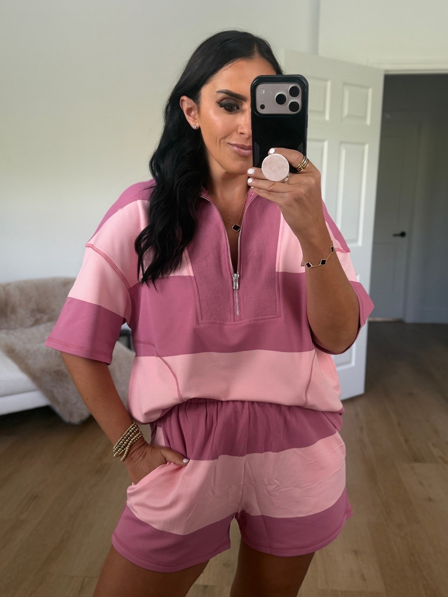 Free People inspired striped two piece set wearing size small