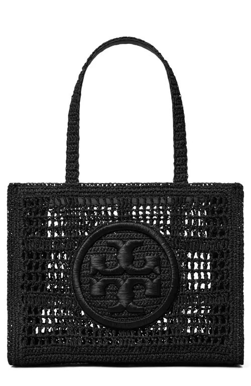 Tory Burch Ella Small Hand Crochet Tote in Black at Nordstrom | Nordstrom