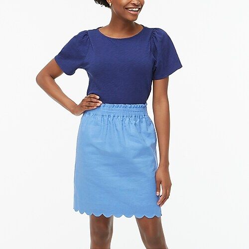 Scalloped linen-cotton skirt | J.Crew Factory
