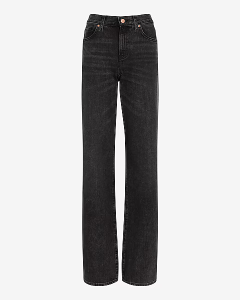 High Waisted Washed Black Wide Leg Jeans | Express