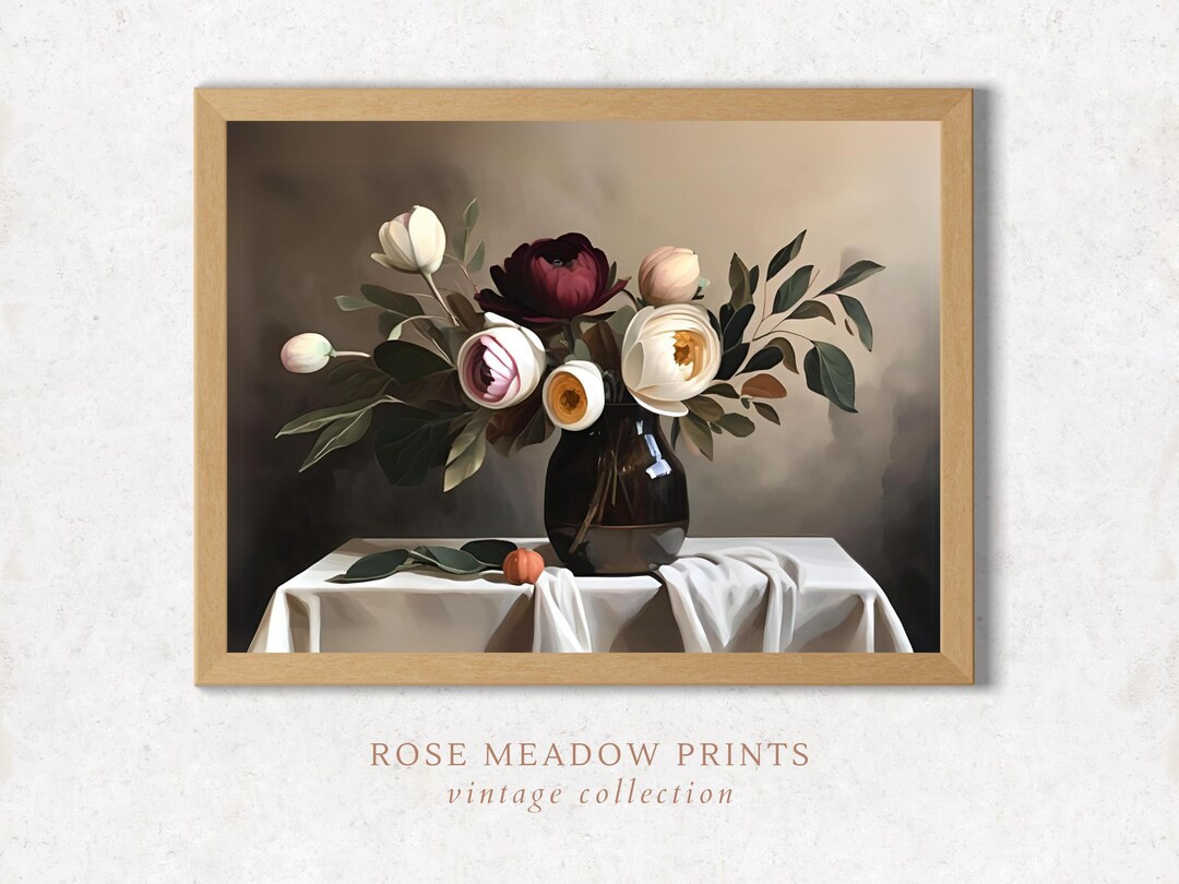 Flowers Floral Painting Autumn Printable Wall Art Harvest Fall Home Decor Pumpkins Gallery Wall S... | Etsy (US)