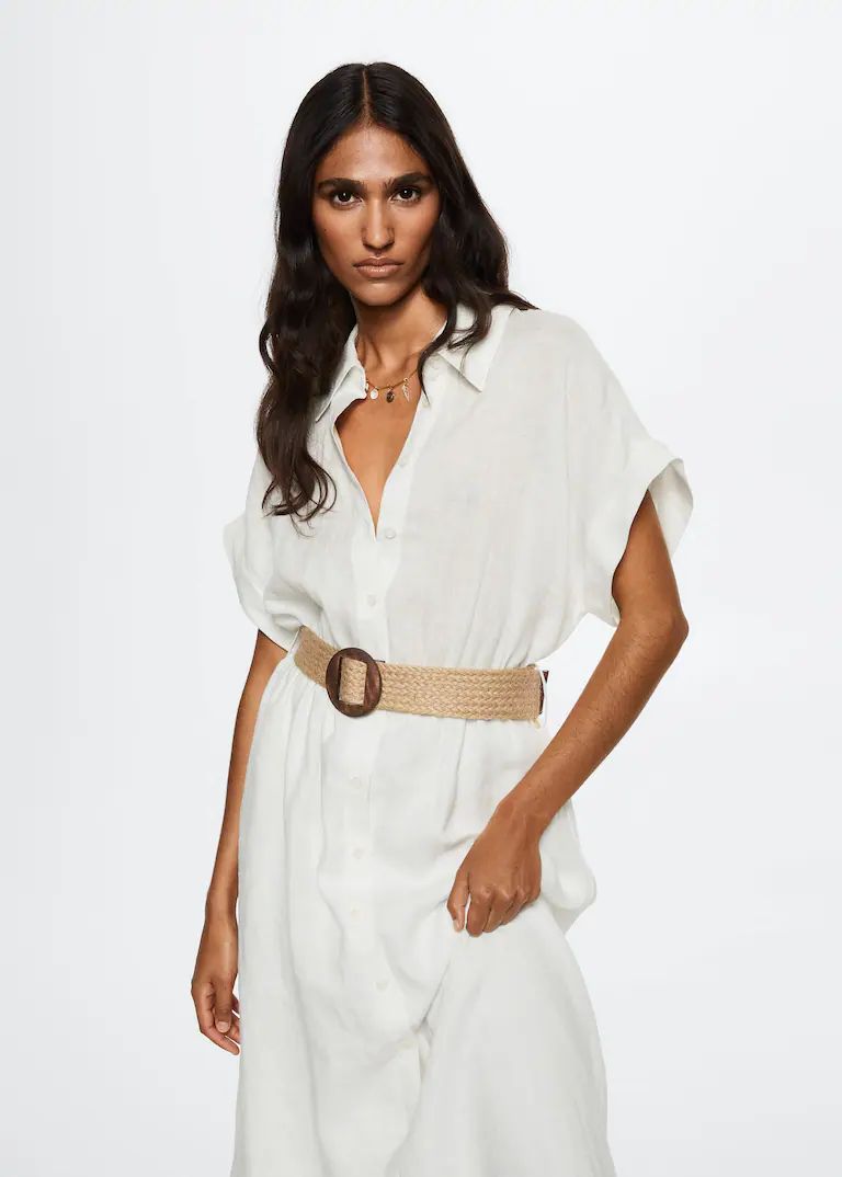 100% linen shirty dress | MANGO (UK)