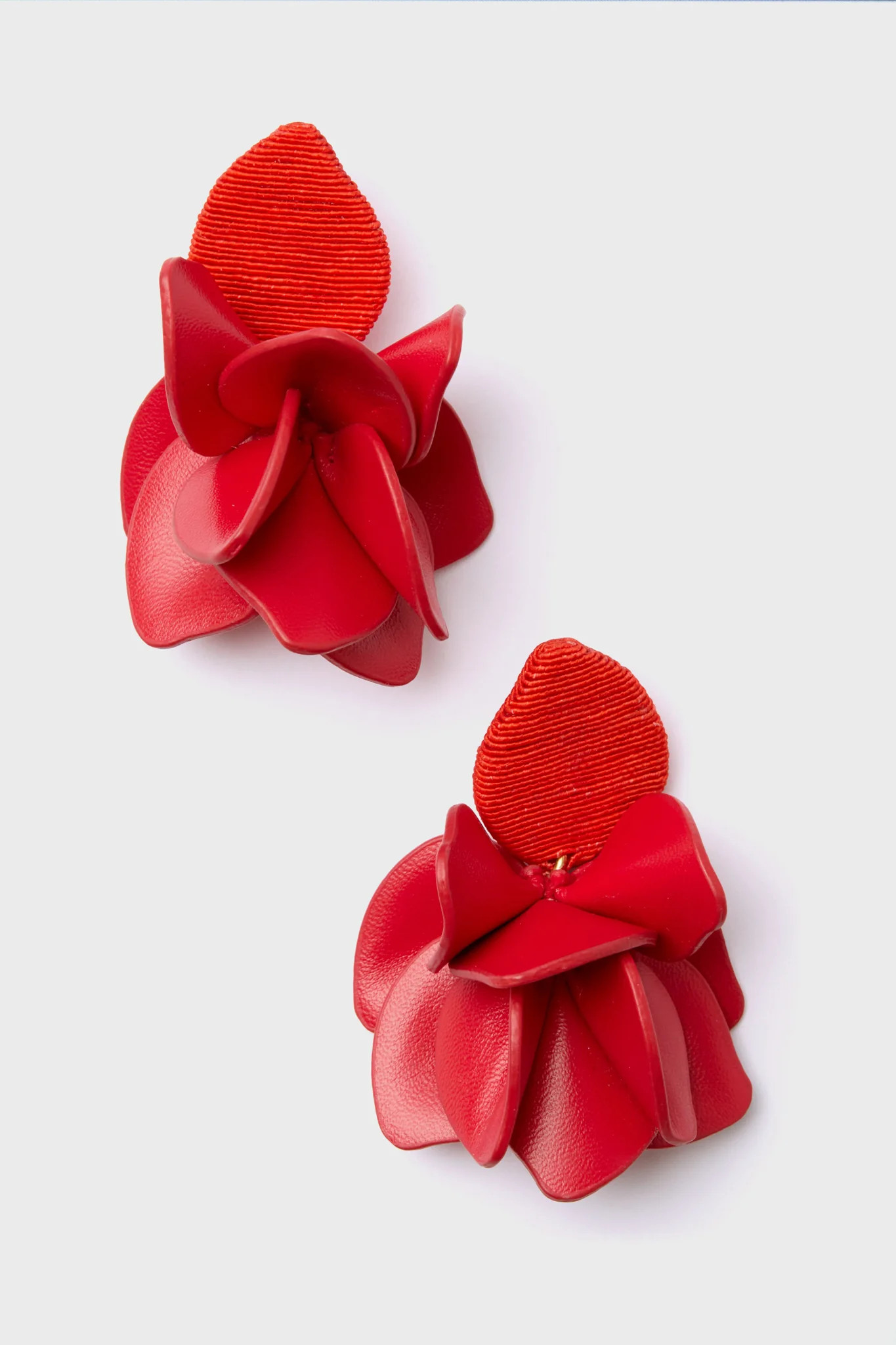 Poppy Red Silk and Leather Orchid Earrings | Tuckernuck (US)