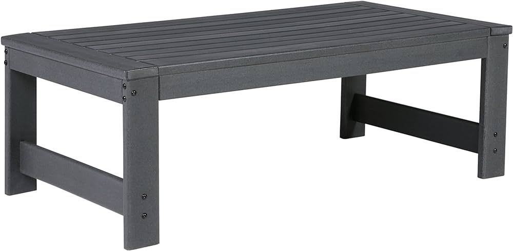 Signature Design by Ashley Amora Outdoor HDPE Patio Coffee Table, Charcoal Gray | Amazon (US)