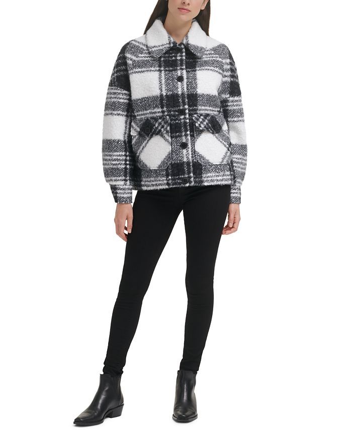 Calvin Klein Plaid Shirt Jacket, Created for Macy's & Reviews - Coats & Jackets - Women - Macy's | Macys (US)