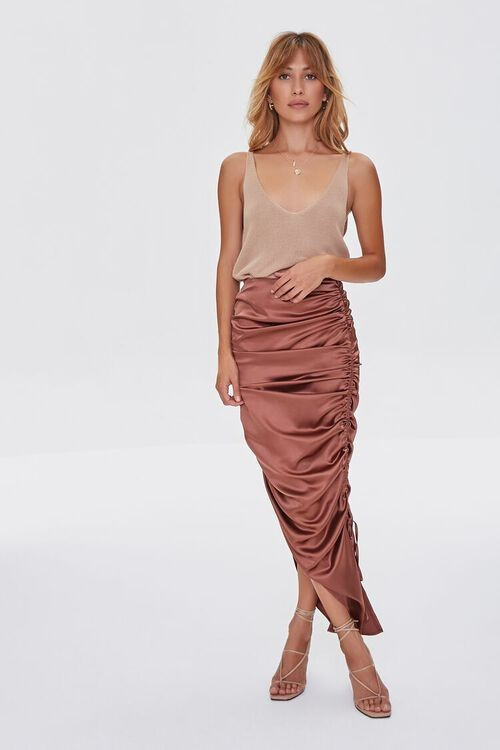 Satin Ruched Drawstring Skirt | Forever 21 (US)