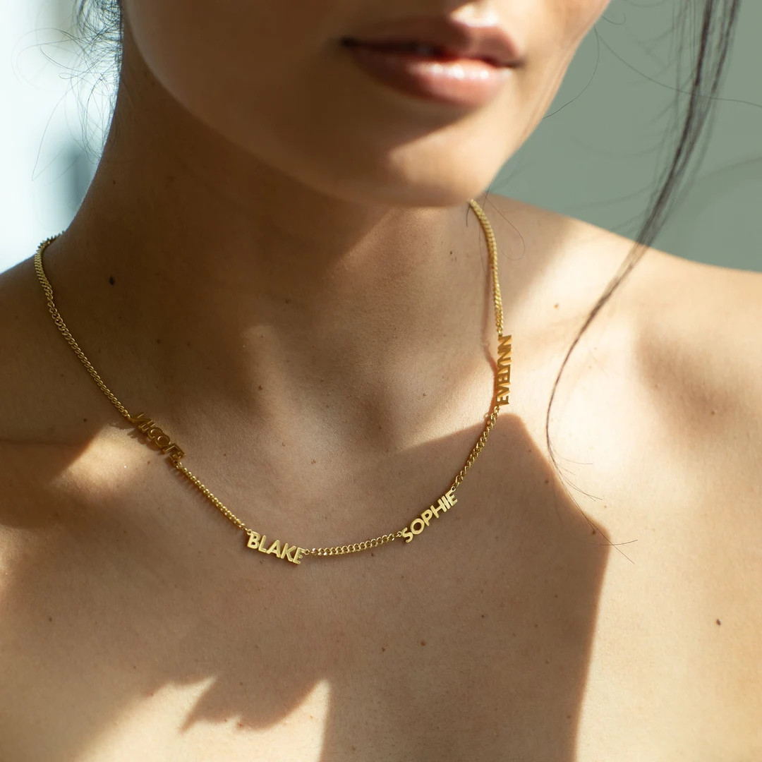 Multiple Name Necklace by Gracepersonalized Custom Children Names Necklace Minimal Personalized F... | Etsy (US)