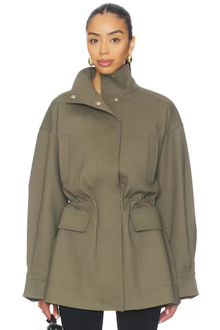 EAVES Mai Compact Suiting Parka Jacket in Olive from Revolve.com | Revolve Clothing (Global)