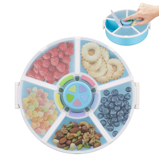 Snack Rotator Container Reusable Snack Box with 5 Compartment Dispenser and Lid, Color Matching O... | Amazon (US)