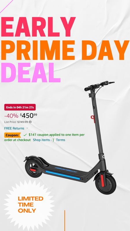 Amazon lightning deal - early prime day deal - electric scooter 



#LTKsalealert #LTKxPrimeDay