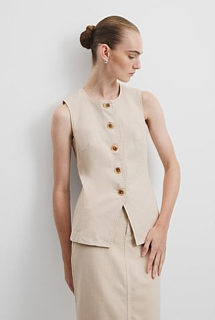 Recycled Cotton Denim Sleeveless Top | Country Road