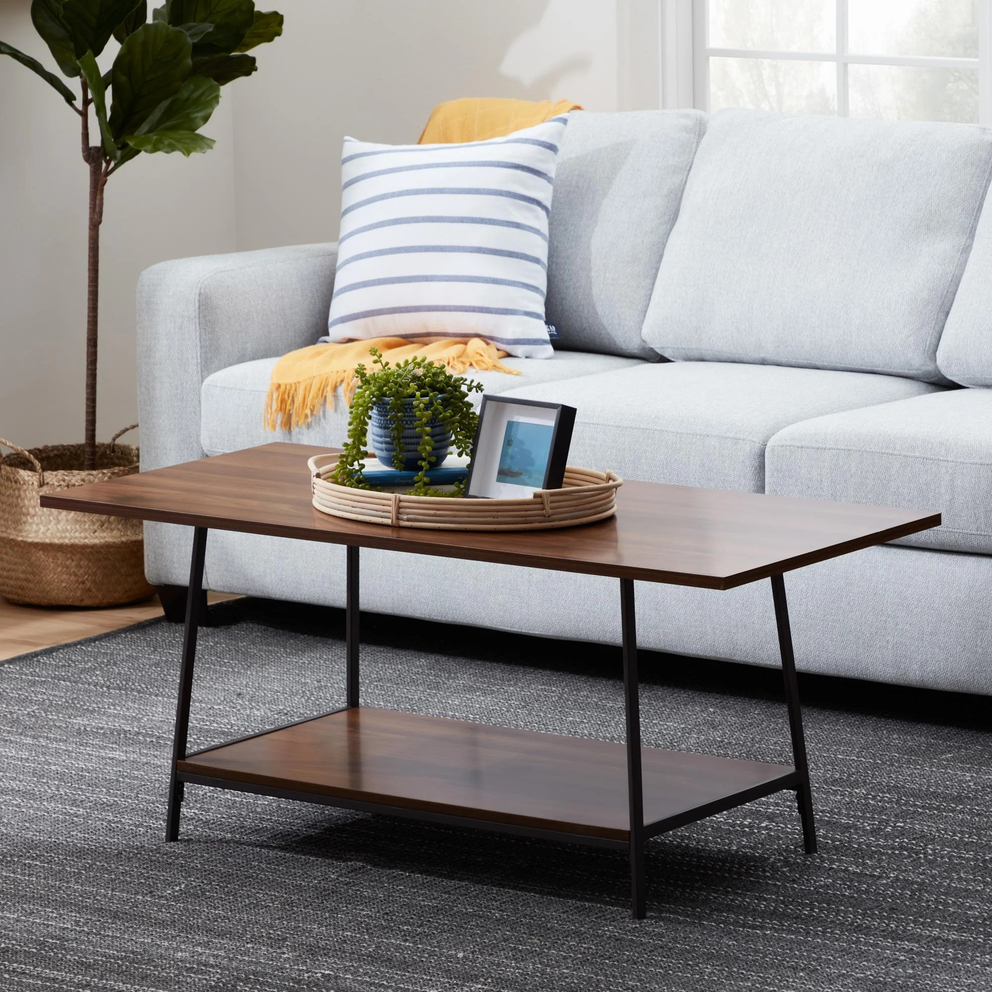 Gap Home Wood and Metal Coffee Table, Medium Oak | Walmart (US)