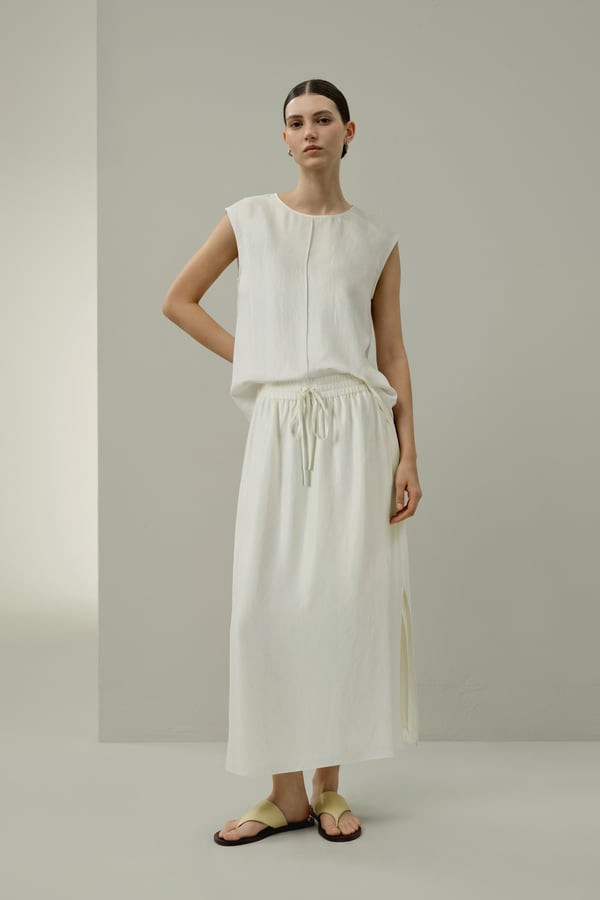 LILYSILK Women's Elegant Pleated Silk Maxi Skirt White Size M | LILYSILK