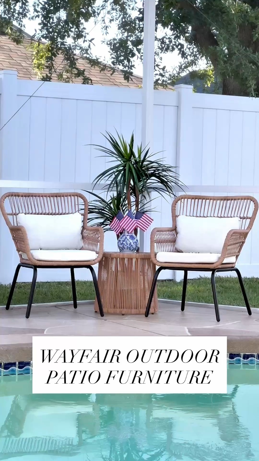 🙌🏼WAYFAIR OUTDOOR PATIO FURNITURE: #ad Looking to refresh your space or add extra seating options to your patio this spring and summer? #wayfair #wayfairfurniture @Wayfair 
  


🙌🏼This outdoor wicker 3-piece bistro set includes 2 patio chairs and a matching table with a tempered glass top. All-weather patio conversation set made from rust and water-resistant pe rattan and powder-coated steel. Outdoor wicker patio furniture set with table & cushions offers you a quiet, cozy space outdoors. Outdoor rattan patio sectional furniture set for any garden, patio, front porch, backyard, pool, or deck. Color: Beige/Yellow

Features:
👉🏼Powder-coated steel frames and PE wicker are rustproof and weather-resistant for long-term use
👉🏼Each seat holds up to 330 lbs; table supports up to 90 lbs
👉🏼Anti-slip foot pads protect floors and add stability
👉🏼Thick sponge cushions offer comfort and support
👉🏼Zippered covers are easy to remove and clean
👉🏼Extended backrest provides full back support
👉🏼Round tempered glass table resists spills and is easy to clean

🙌🏼All three pieces come as a set under $250.

#wayfairhome #wayfairfinds #pooldeck #patio #patiofurniture


#LTKSeasonal #LTKOver40 #LTKSaleAlert #LTKvlog #LTKTravel #LTKHome #LTKMothersDay #LTKSwim #LTKFestival
