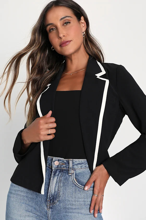 Upper West Side Aesthetic Black and White Blazer | Lulus (US)
