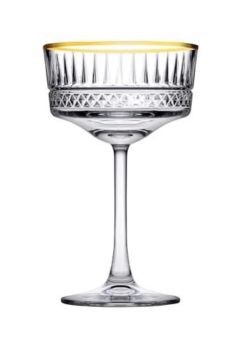 Pasabahce Vintage Golden Touch Coupe Glasses Set Of 4 - Exclusive Champagne, Cocktail, Martini, Wine Glasses - Long Stem Glassware - 8.8 oz - Perfect for Parties, Gifts, Housewarming, Weddings | Amazon (US)