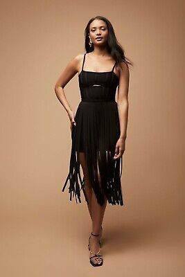 Herve Leger for Forever21 bandage black fringe dress - size M | eBay US