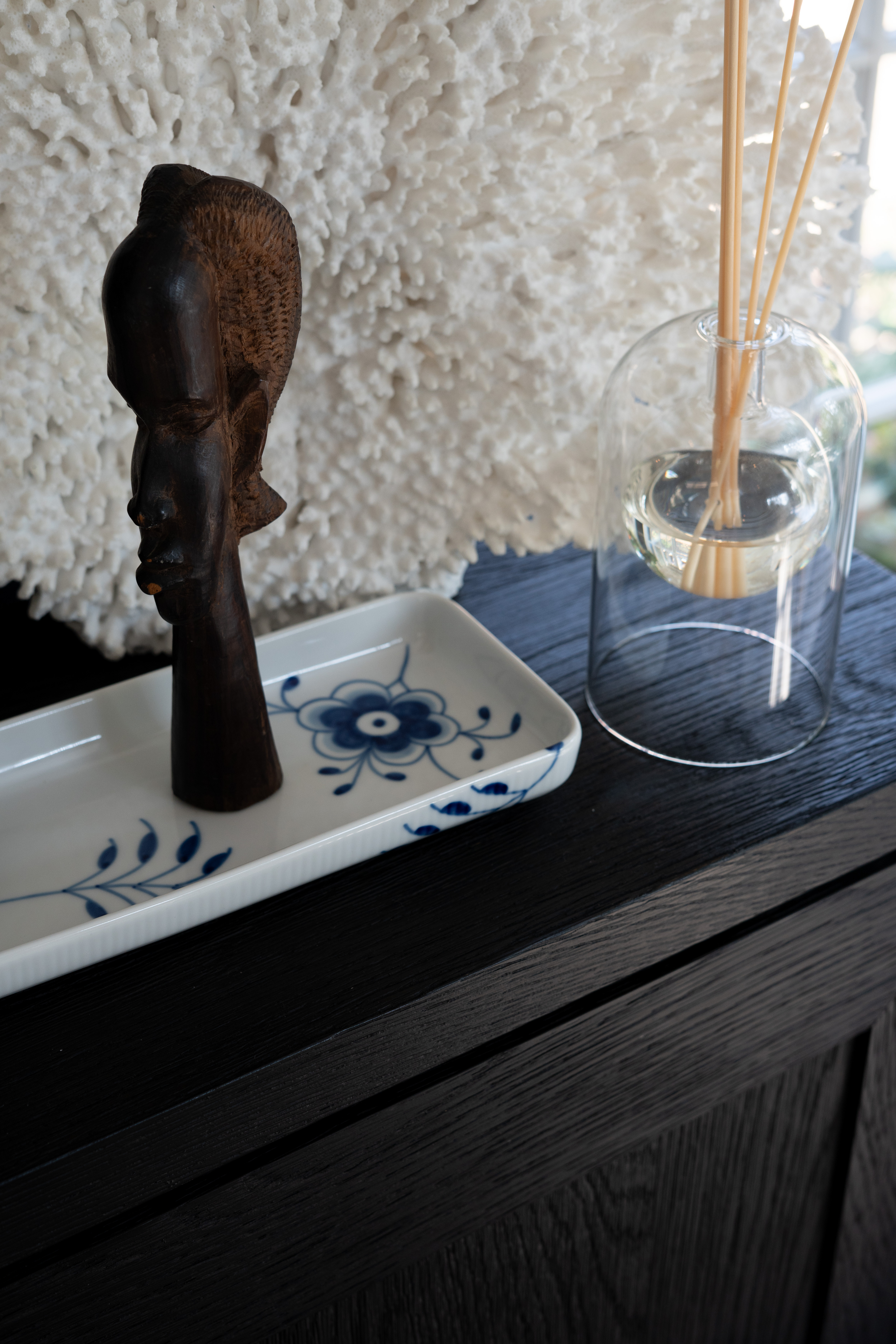 I love creating little styling moments like this throughout the house. The sculptural decor, blue and white dish, soft coral texture, and simple glass diffuser add so much depth and personality to this console. It’s calm, layered, and beautifully balanced. 

 #LTKSpringSale #LTKSeasonal #LTKHome